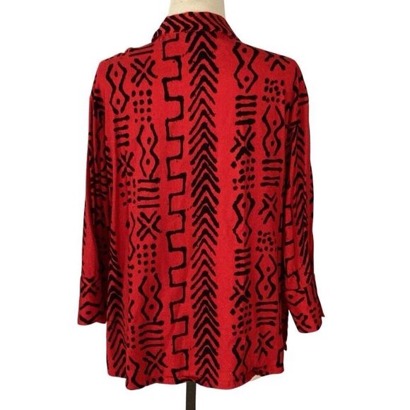 Tianello South Of Africa Tencel Mud Print Aida Blouse Tunic Top Women’s Large Re - Picture 2 of 6